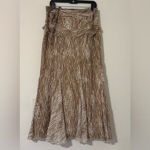 Anna Sui x Anthropologie Long Brown Maxi Skirt Boho Size 10